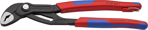 Knipex 87 02 250 T BKA 7 1/4" Cobra Water Pump Pliers, Multi Component Handles, Tether - GCW Electrical Supply ltd.