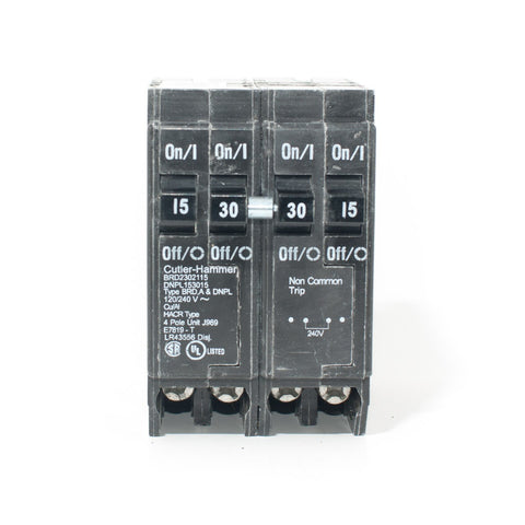 Breaker DNPL153015 Eaton Quad 15/30/15 Amp Plug in - GCW Electrical Supply ltd.